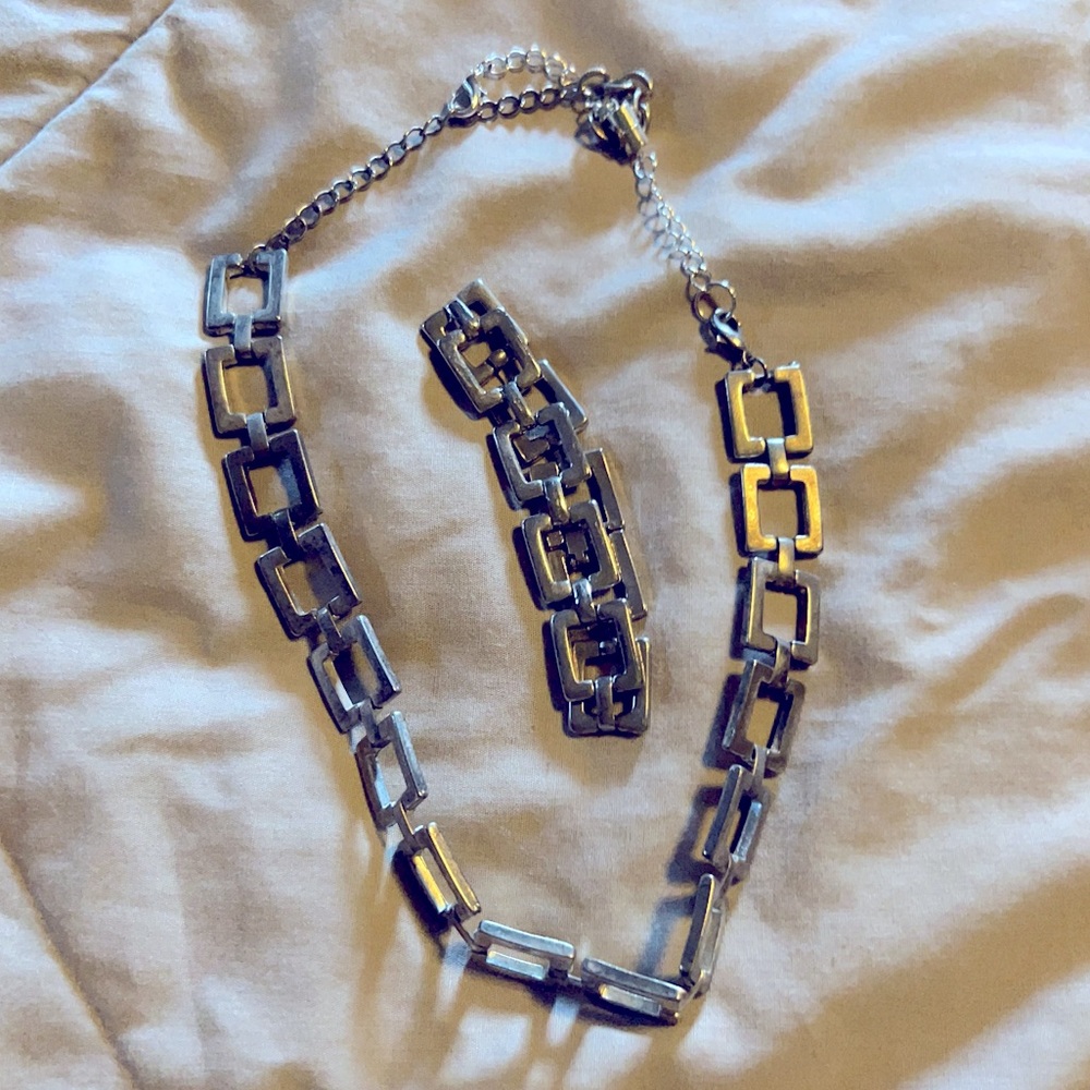 Silver necklaces and bracelet